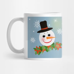 happy snowman with snowflakes Mug